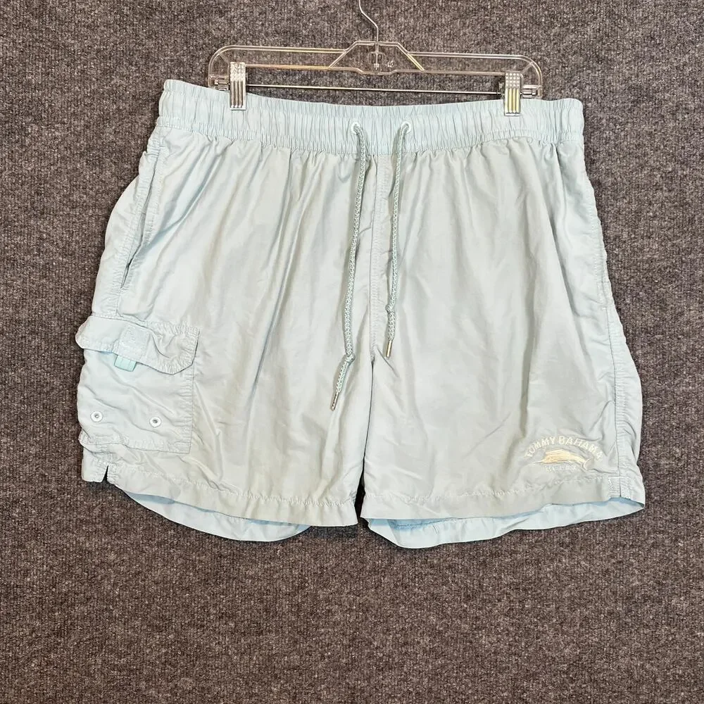 Tommy Bahama Swim Trunks Mens XL‎ Blue Aloha Relax Board Shorts Stretch